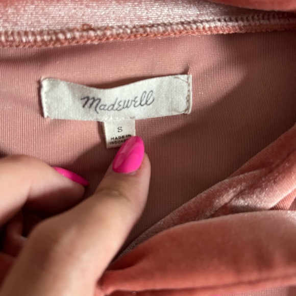 MADEWELL velvet tie neck collar top - Picture 3 of 4